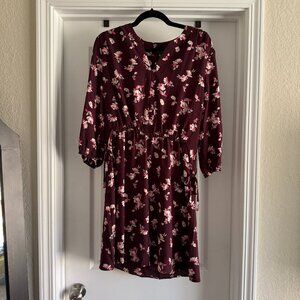 Hawthorn Maroon Floral Summer Dress – Size M